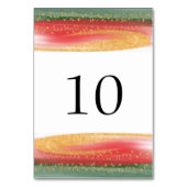 Modern Gold Red Green Weihnachtskarte Tischnummer (Rückseite)