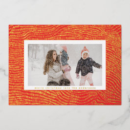 Modern Gold Red White Christmas Frame Foto Happy Folien Feiertagskarte