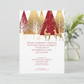 Modern Gold Red Woodland Hirsch Einladung (Stehend Vorderseite)