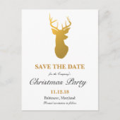 Modern Gold Rentier Save the Date Weihnachts-Party Ankündigungspostkarte (Vorderseite)