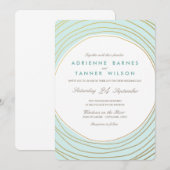 Modern Gold Rings Light Aqua Hochzeit Einladung (Vorne/Hinten)