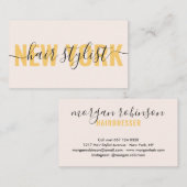 Modern gold-rosa Haarstyllizenskripte Visitenkarte (Vorne/Hinten)