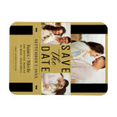 Modern Gold Save the Date 3 Foto Hochzeit Magnet (Horizontal)