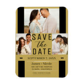 Modern Gold Save the Date 3 Foto Hochzeit Magnet (Vertikal)
