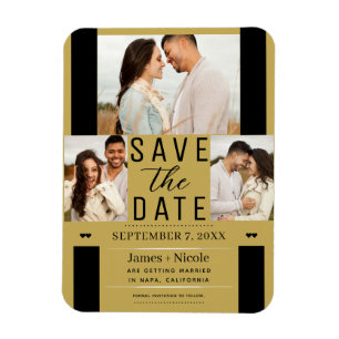 Modern Gold Save the Date 3 Foto Hochzeit Magnet