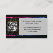 Modern Gold Saxophone Jazz & QR Code, Monogramm Visitenkarte (Rückseite)