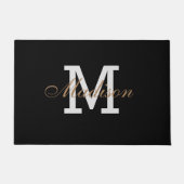 Modern Gold Schwarz-weiß Elegante Monogram Custom Fußmatte (Vorderseite)