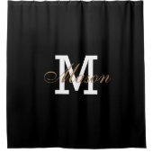 Modern Gold Schwarz-weiß Elegante Monogram Duschvorhang (Vorderseite)