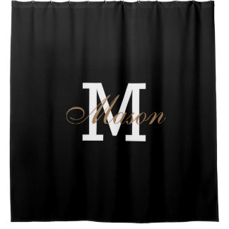Modern Gold Schwarz-weiß Elegante Monogram Duschvorhang