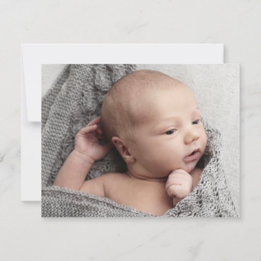 Modern Gold Script 2 Foto Baby Dankeskarte (Rückseite)