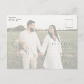 Modern Gold Script 2 Foto Wedding Vielen Dank Postkarte (Rückseite)