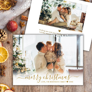 Modern Gold Script 2 Foto White Frohe Weihnachten