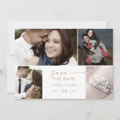Modern Gold Script 4 FotoCollage Save the Date (Vorderseite)