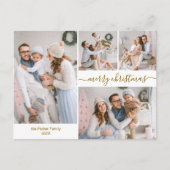 Modern Gold Script 5 Mehrfach Weihnachts-Foto Postkarte (Vorderseite)