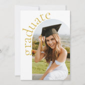 Modern Gold Script Arch Photo Graduation  Einladung (Vorderseite)