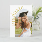 Modern Gold Script Arch Photo Graduation  Einladung (Stehend Vorderseite)
