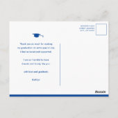 Modern Gold Script Blue Foto Abschluss Vielen Dank Postkarte (Rückseite)