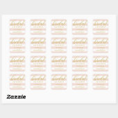 Modern Gold Script Blush Stripes Brautparty Quadratischer Aufkleber (Blatt)