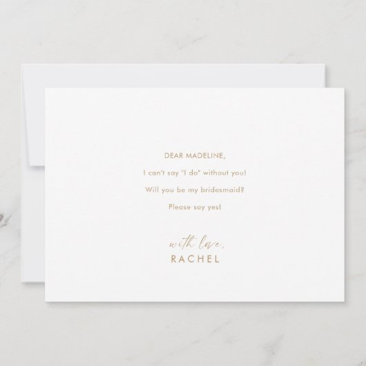 Modern Gold Script Bridesmaid Vorschlag Card Einladung (Rückseite)