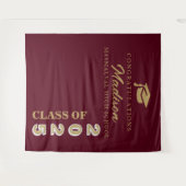 Modern Gold Script Burgundy Abschluss Wandteppich (Vorderseite (Horizontal))