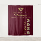 Modern Gold Script Burgundy Abschluss Wandteppich (Vorderseite)