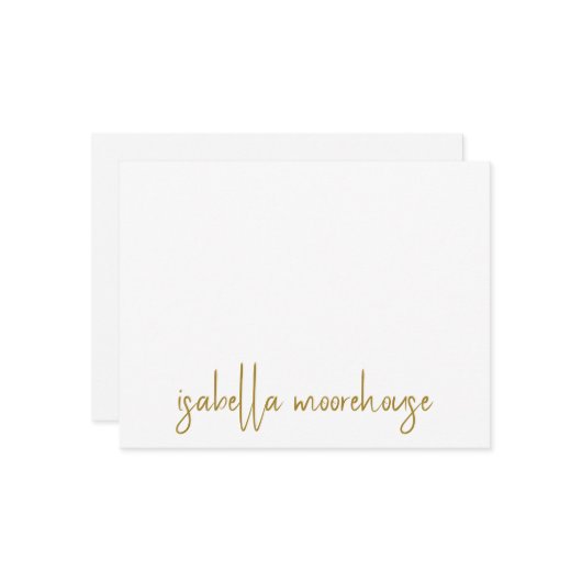 Modern Gold Script Calligraphy Name Mitteilungskarte (Vorderseite/Rückseite Beispiel)