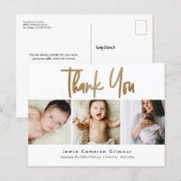 Modern Gold Script Custom 3 Foto Baby
