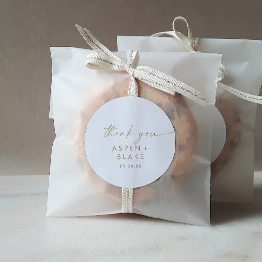 Modern Gold Script Dankeschön Gastgeschenk Hochzei Runder Aufkleber