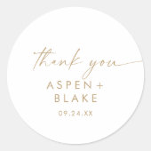 Modern Gold Script Dankeschön Gastgeschenk Hochzei Runder Aufkleber (Vorderseite)