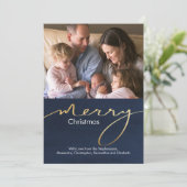 Modern Gold Script Einfach Frohe Weihnachten Foto (Stehend Vorderseite)