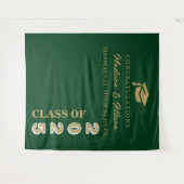 Modern Gold Script Emerald Green Twin Abschluss Wandteppich (Vorderseite (Horizontal))