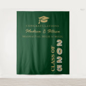 Modern Gold Script Emerald Green Twin Abschluss Wandteppich (Vorderseite)