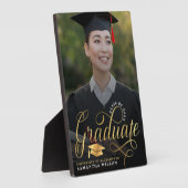 Modern Gold Script Foto Abschluss Plaque Fotoplatte (Seite)