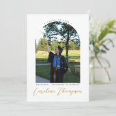 Modern Gold Script Foto Arch & Collage Abschluss Einladung (Stehend Vorderseite)