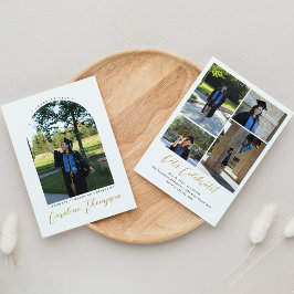 Modern Gold Script Foto Arch & Collage Abschluss Einladung