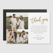 Modern Gold Script Foto Collage Wedding Vielen Dan Magnetkarte (Vorne/Hinten)