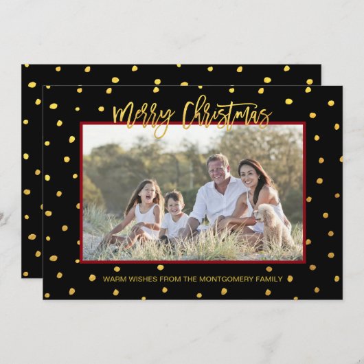 Modern Gold Script Freude Weihnachten Custom Foto (Vorne/Hinten)