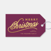 Modern Gold Script Frohe Weihnachten Geschenkanhänger (Vorderseite (Horizontal))