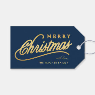 Modern Gold Script Frohe Weihnachten Geschenkanhänger
