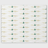 Modern Gold Script frohe Weihnachtsbaum Geschenkpapier (Flach)