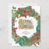 Modern Gold Script Holiday Merry Christmas Card Feiertagskarte (Vorderseite)