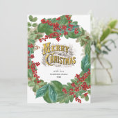 Modern Gold Script Holiday Merry Christmas Card Feiertagskarte (Stehend Vorderseite)