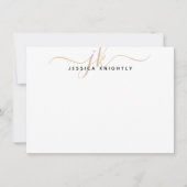 Modern Gold Script Monogram Initials Minimalistisc Mitteilungskarte (Vorderseite)