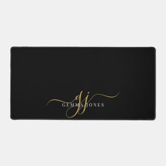 Modern Gold Script Monogram Initials Schreibtischunterlage (Vorderseite)