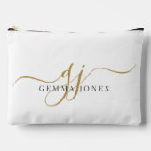 Modern Gold Script Monogram Initials Zubehörtasche (Vorderseite)