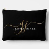 Modern Gold Script Monogram Initials Zubehörtasche (Vorderseite)
