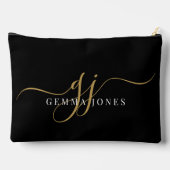 Modern Gold Script Monogram Initials Zubehörtasche (Rückseite)