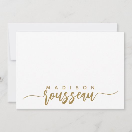 Modern Gold Script Name Personalisiert White Mitteilungskarte (Vorderseite)