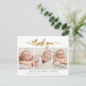 Modern Gold Script Neugeborenen Foto Collage Viele Postkarte (Stehend Vorderseite)