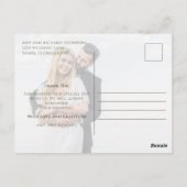 Modern Gold Script Photo Wedding Thank You Card Postkarte (Rückseite)